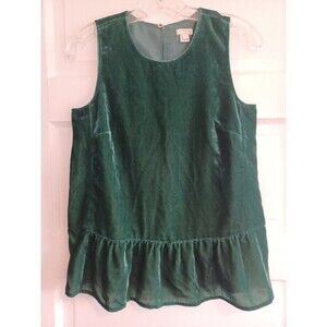 J.Crew velvet peplum sleeveless blouse top 0 deep green holiday party Christmas